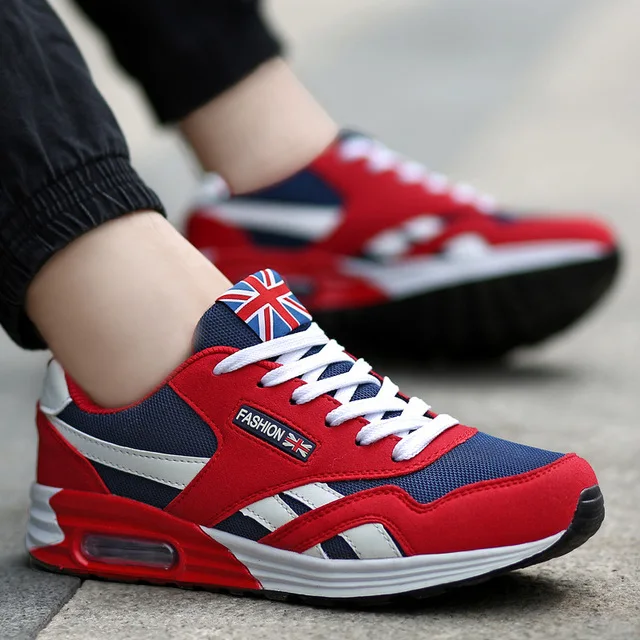 Men Casual Shoes Spring Autumn Breathable Mens Zapatillas Hombre Fashion Lace Up Blue Red Grey plus size 39-46 | Обувь