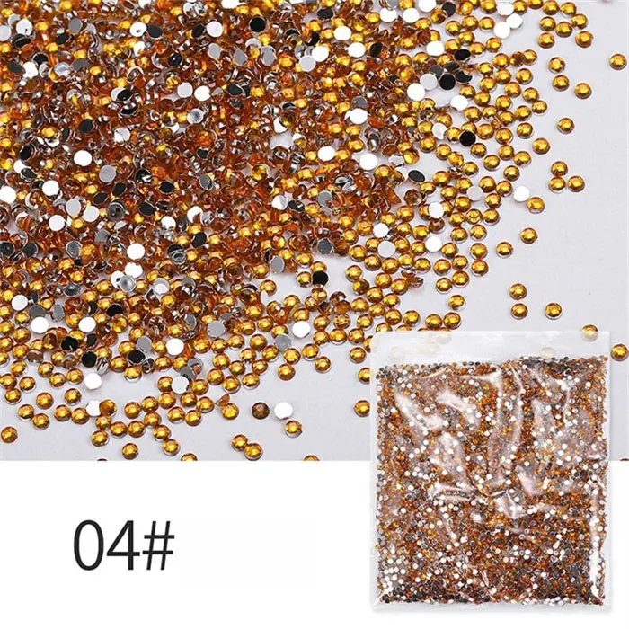 Gold PinPai, 12 цветов, 2 мм, белый, черный цвет, Стразы для ногтей, плоский кристалл, бриллиант, для маникюра, Типсы, украшение из камня, аксессуары - Цвет: Gold