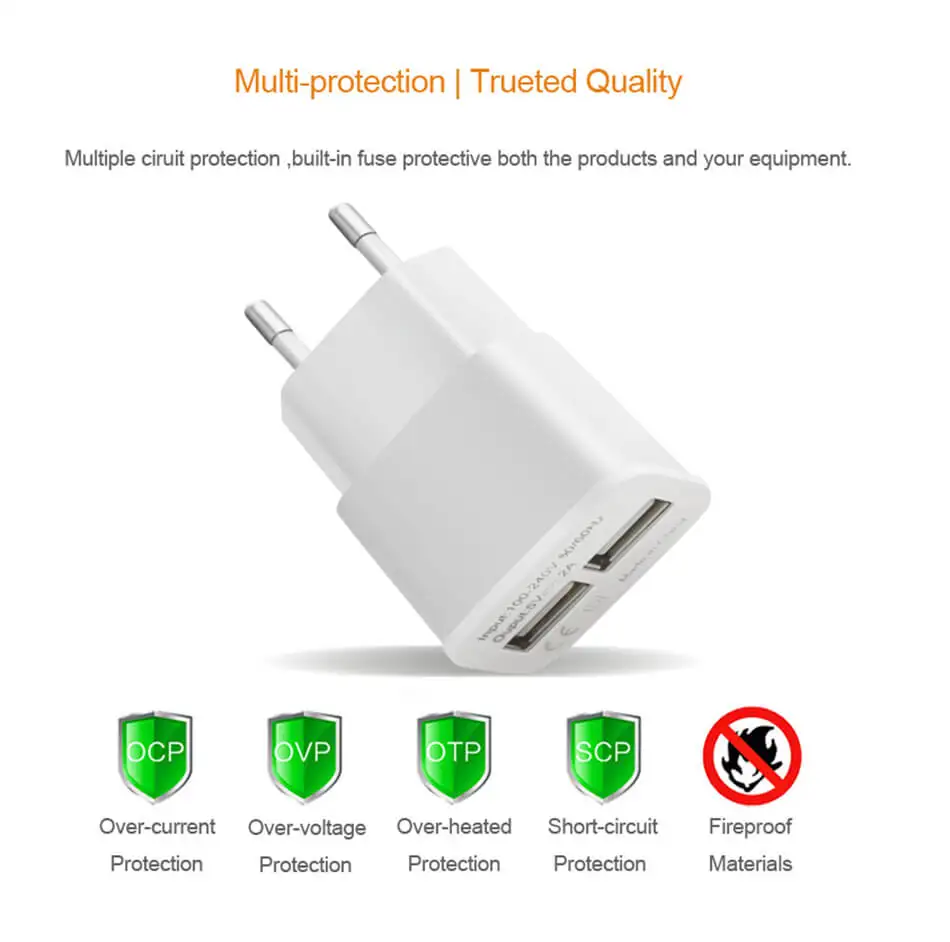 Европейский 2 порта USB зарядное устройство для Samsung планшетов ЕС вилка адаптер