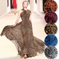 leopard printed chiffon fabrics for sewing pure silk 100 mulberry cloth diy tissu width 51 quilting patchwork dress per meter