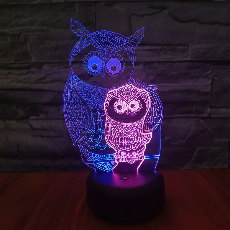 Animal Owl Night Lamp 3d Light Fixture Room Decoration Multicolor Bedside Lamp Baby Luminary Neon Children's Led Night Light Owl