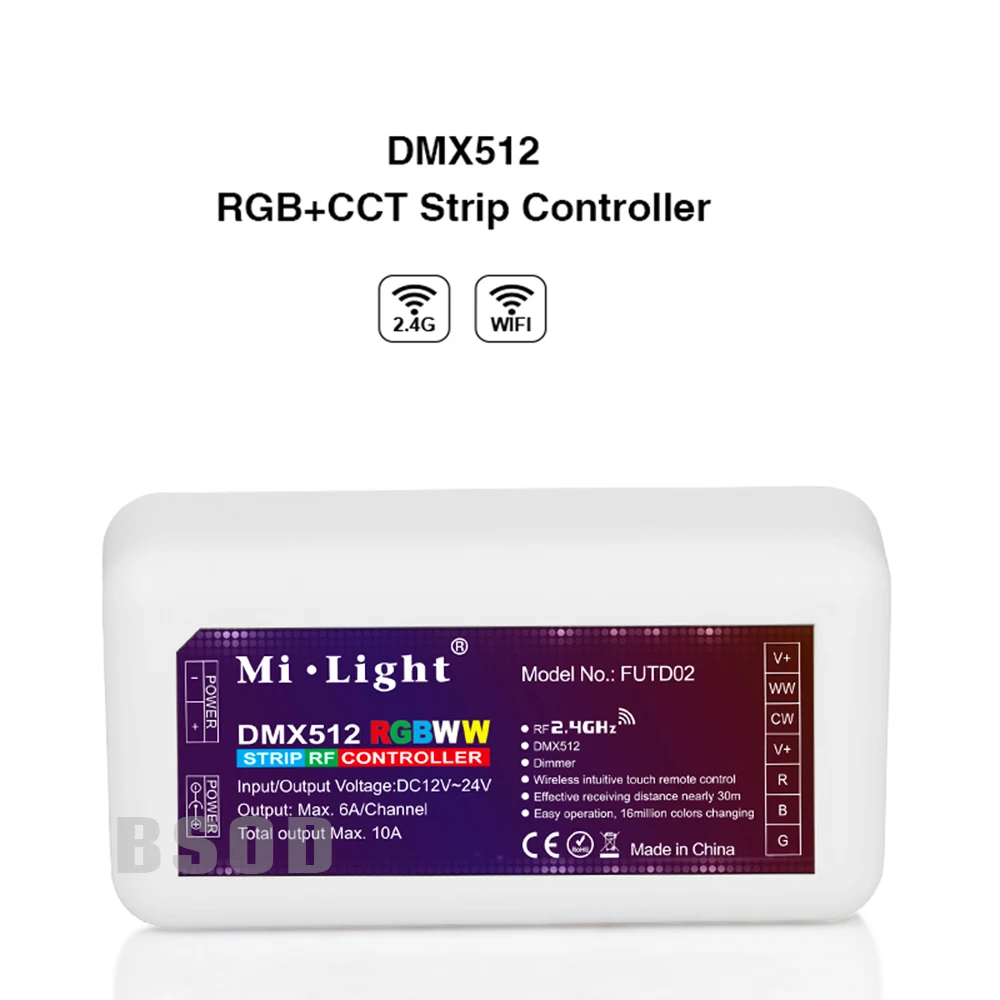 BSOD DMX512 Led контроллер FUTD02 RF2.4GHz RGBWW CW беспроводной RGB CCT для светодиодной ленты |