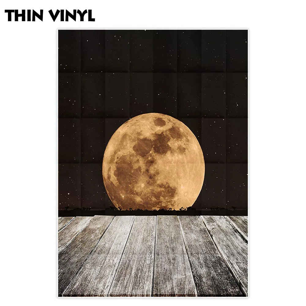 Фон для фотосъемки Allenjoy с изображением большой оранжевой Луны ночного неба звезд