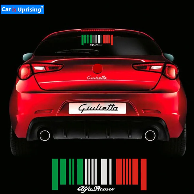 

1pc Italy Flag Bar Code Car funny Sticker PVC Decal Styling for alfa romeo giulietta Giulia STELVIO 147 156 159 mito car Styling