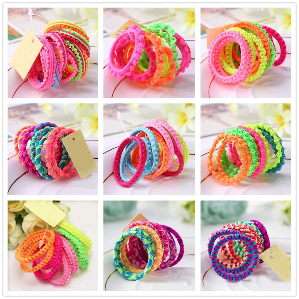 10 шт./лот Разноцветные эластичные резинки для волос девочек милые детские