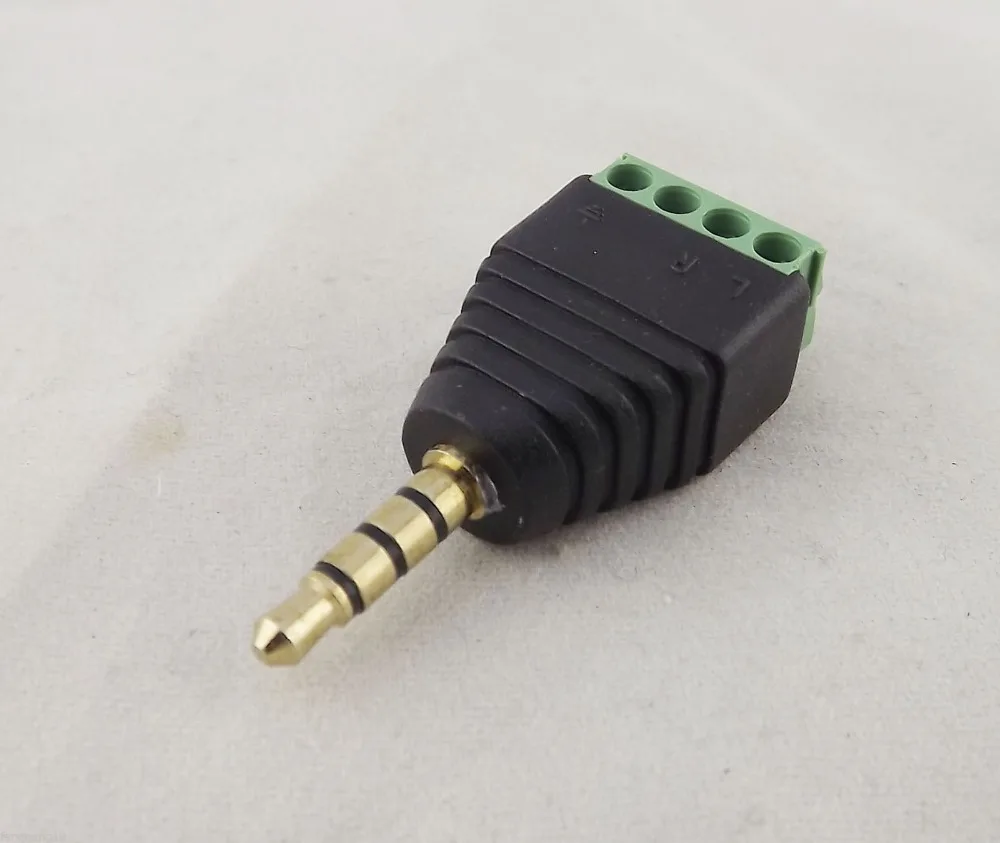 

2pcs 3.5mm 1/8" Stereo 4 Pole Male Plug To AV Screw Video Balun Terminal Adapter