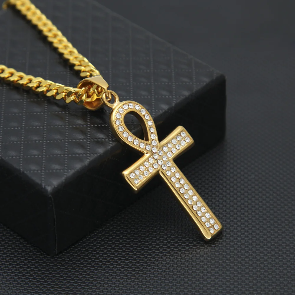 Нержавеющая сталь для мужчин хип хоп Египетский АНХ крест подвески 70 см длинные