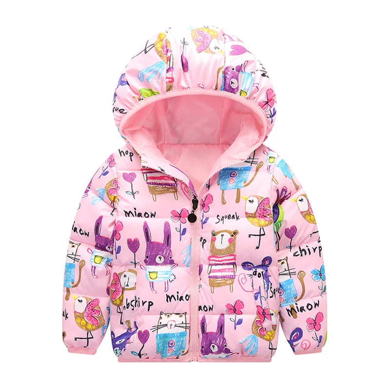 Pink JOYHOPY куртки для маленьких девочек; осенне-зимние куртки для девочек; зимнее пальто с героями мультфильмов; детская одежда; детская теплая верхняя одежда; пальто - Цвет: Pink