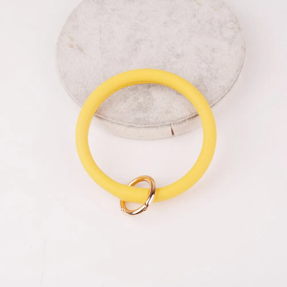 DZ0089 yellow Новинка года от Rainbery, модный многоцветный брелок для ключей из искусственной кожи, Круглый браслет на запястье, для женщин и девушек DZ0089 - Цвет: DZ0089 yellow