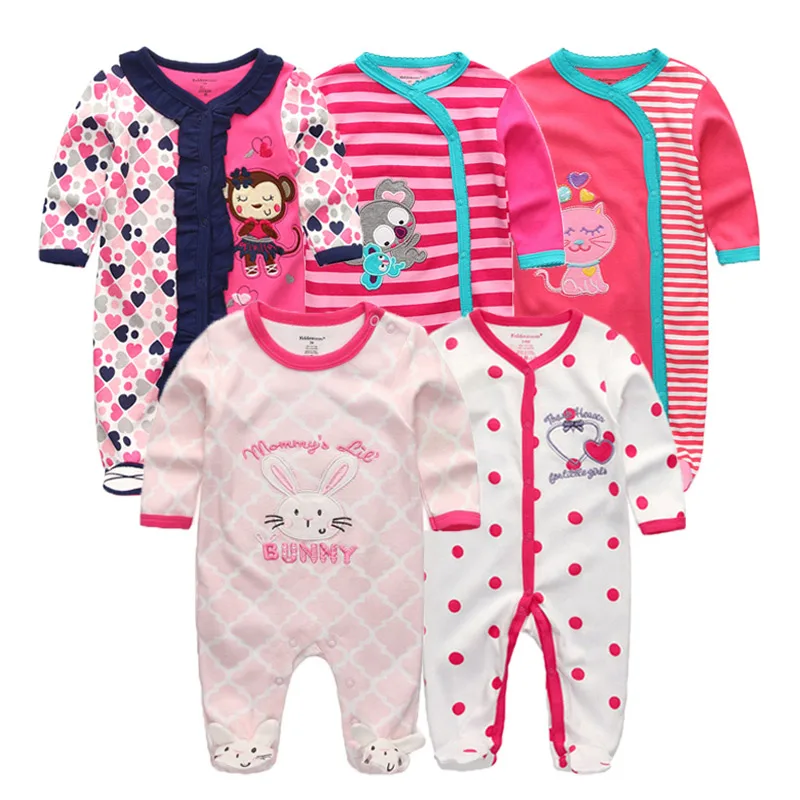 baby girl rompers4 5 шт./лот, комплект зимней одежды с длинными рукавами для новорожденных, Детский комбинезон для девочек, комбинезон для маленьких девочек, roupa bebe, одежда для маленьких мальчиков - Цвет: baby girl rompers4
