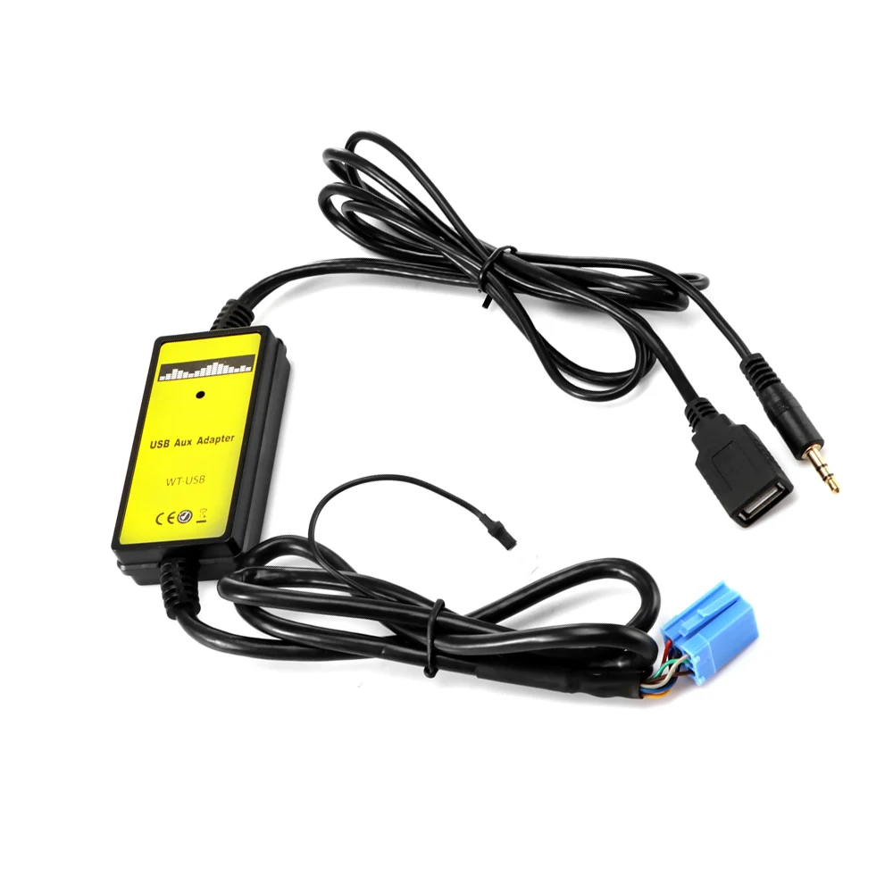 Высокое качество звука автомобиля MP3 USB AUX адаптер с рулевого колеса Управление 3,5 мм AUX Интерфейс чейнджер для Audi ISO 8Pin