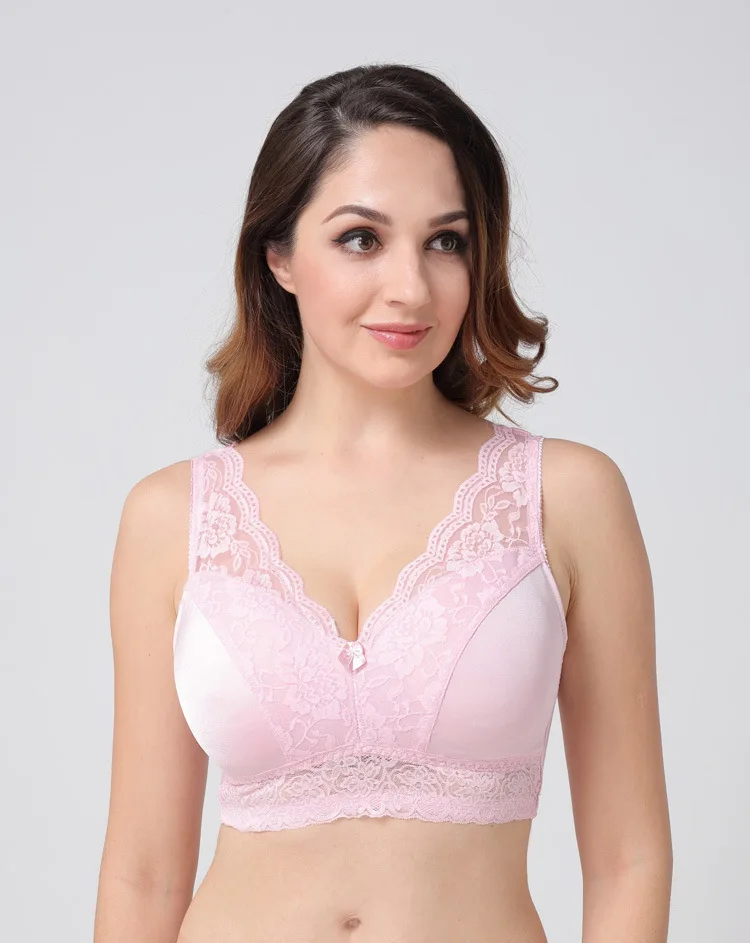 Женский кружевной бюстгальтер без косточек размера плюс XXXL 100DEF|Бюстье и корсеты|