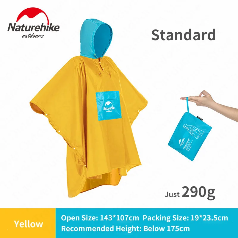 Yellow-M Naturehike Открытый походный пончо переносной плащ Сверхлегкий непромокаемый ветрозащитный альпинистский пончо с рюкзаком дождевик - Цвет: Yellow-M