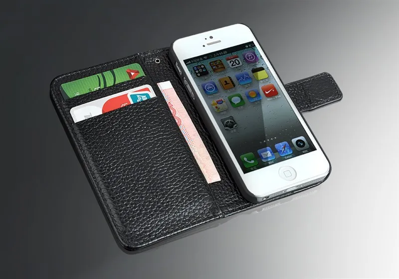 Vintage Business Type 100% Genuine Leather Flip Cover case for iphone 5 5S Real cowhide Retro-Lichess Pattern! Color |