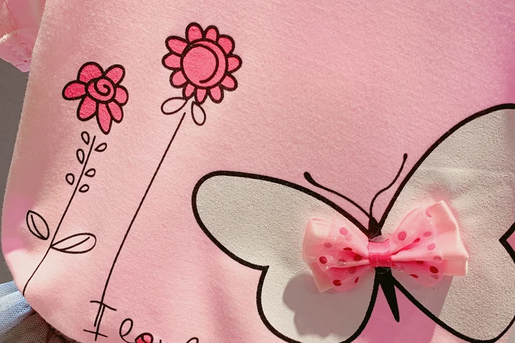 BibiCola children girls sets summer cartoon t-shirt +tutu skirts casual cute lace cotton kids girl clothing suits fashion dress | Детская