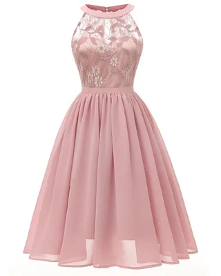 Pink CD1645Z# шифоновые кружевные вечерние платья с лямкой на шее розового, винно-красного, темно-синего, зеленого и фиолетового цветов короткое праздничное платье для выпускного вечера для девочек - Цвет: Pink