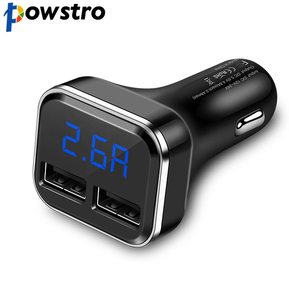 Умное автомобильное зарядное устройство Powstro со светодиодным дисплеем и выходом