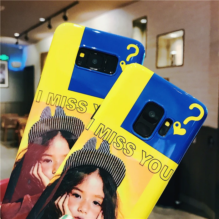 Ins hot lovely girl illustration Phone Case For Samsung Galaxy S9 S8 Plus Note 8 S7 Edge blue-ray Anti-fall Protective case |