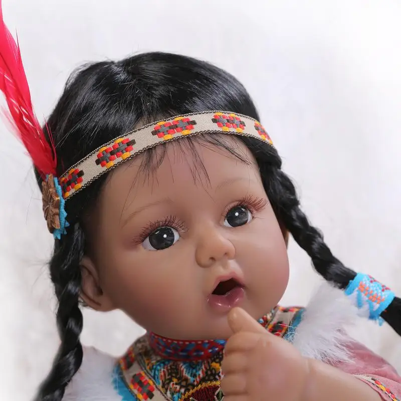 50cm Silicone Reborn Baby Doll Toys Native Indians Black Skin Newbabies Girls Brithday Present collectable | Игрушки и хобби