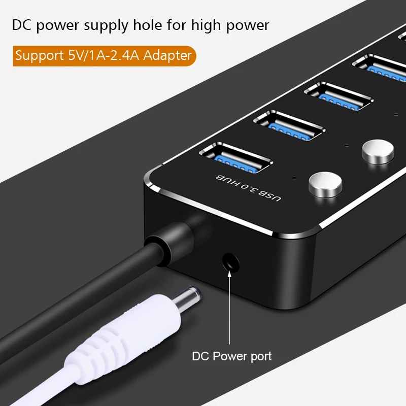 GOOJODOQ Алюминий 4 7 Порты и разъёмы док-станция USB Высокоскоростной разветвитель 5Gbs USB 3,0 Hub On/Off переключатель для ноутбука MacBook Pro концентратор компьютера кабель