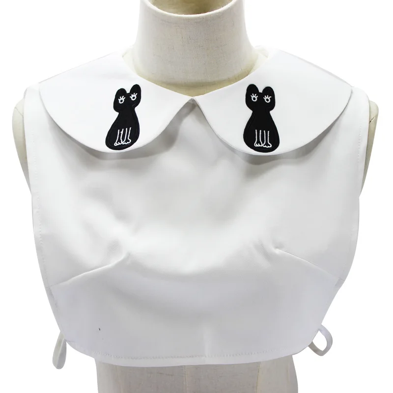 

White & Black Tie Vintage Detachable Collar False Collar Lapel Blouse Top Women pointed Peter Pan collar clothes accessaries