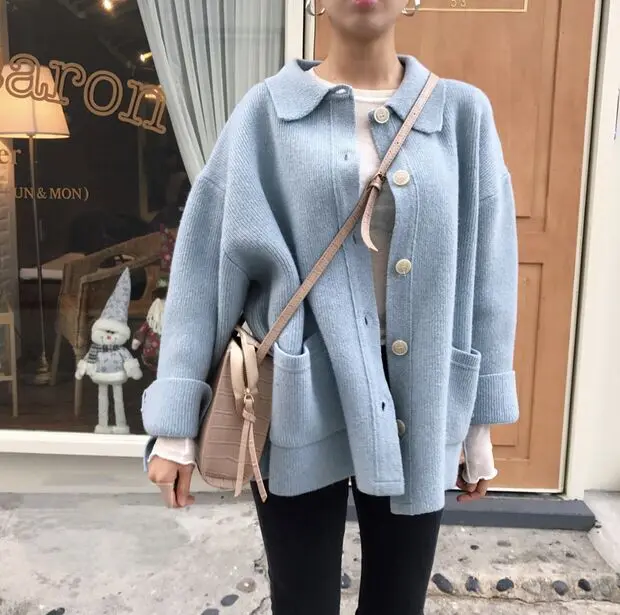 3 colors 2018 spring and autumn korean style sweet solid color long sleeve cardigans womens knitted sweaters ( C9136) |