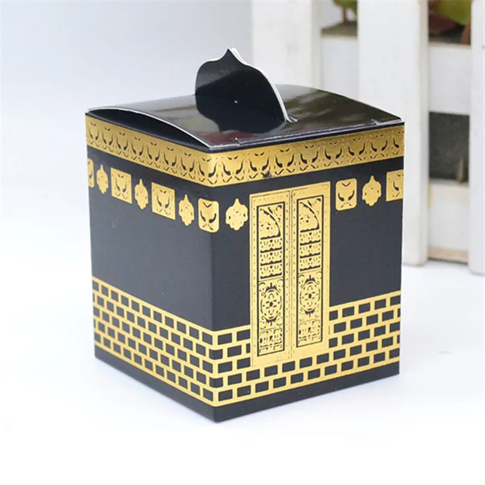 black gold Мусульманская Мекка паломник kaaba высечки золотой фольги hajj подарочная коробка - Color: black gold