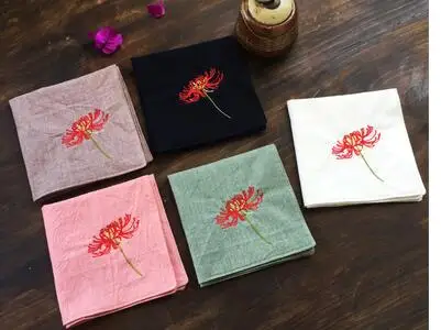 

New cotton double-layer handkerchief embroidered embroidered words on the shore flowers comfortable sweat towel