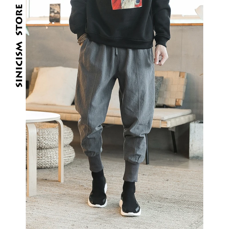 

Sinicism Store Cotton Linen Skinny Pants Mens Autumn Male Casual Jogger Pants 2023 Pattern Solid Slim Pants Trousers Track Suit