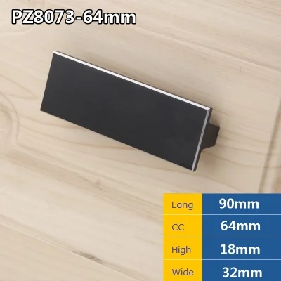 CC64L90mm Black 2 шт./лот квадратная алюминиевая мебельная Натяжная Рукоятка Ручка для шкафа мебель T дизайн лаконичный - Цвет: CC64L90mm Black