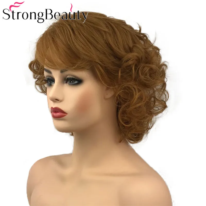 StrongBeauty Короткие вьющиеся синтетические парики термостойкие волосы для женщин парик