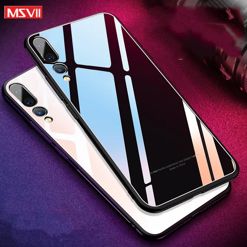 Чехол для Huawei P20 p30 pro MSVII силиконовый защитный чехол lite закаленное стекло задняя