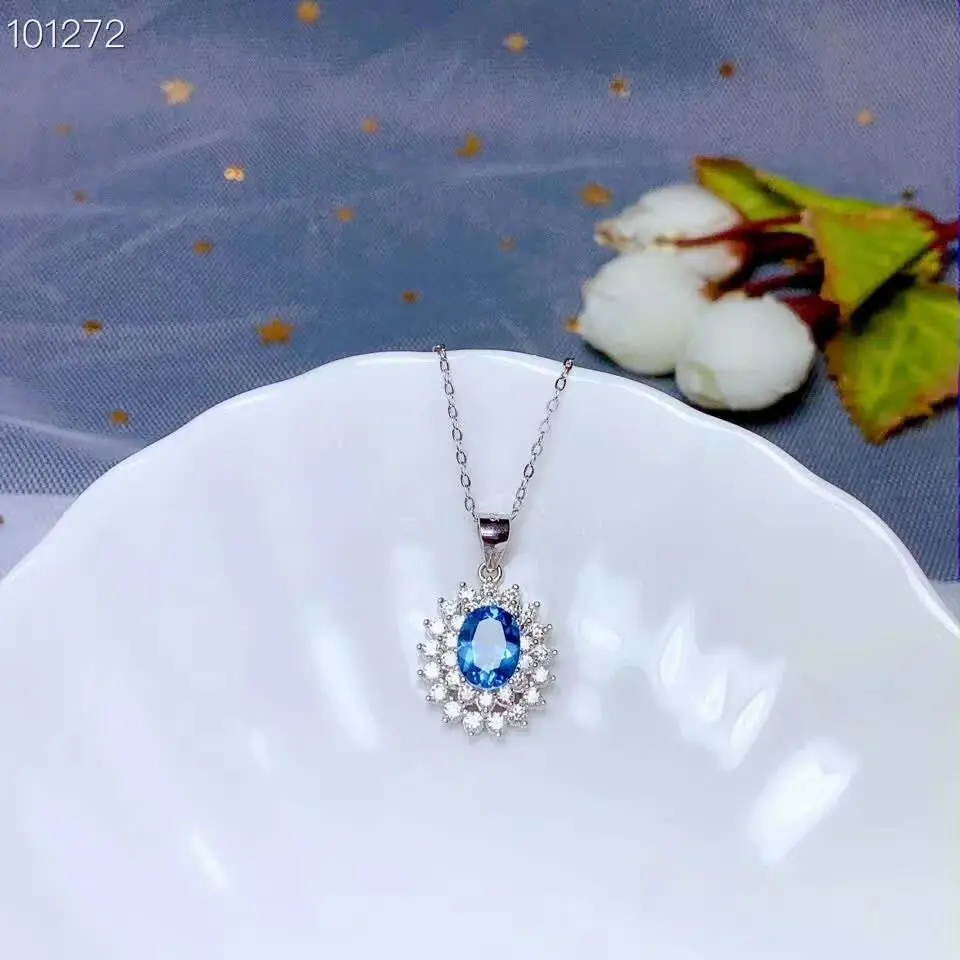 

shilovem 925 silver sterling natural topaz pendants send necklace fine Jewelry trendy new wholesale bz060822agb