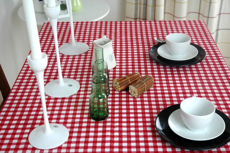 Европейский стиль толстая белая и красная клетчатая скатерть для домашнего