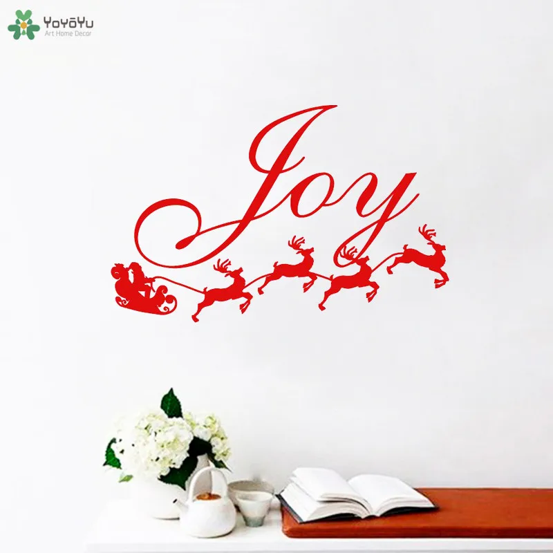 YOYOYU Настенная Наклейка Joy Santa And His северный олень виниловые домашние декоративные