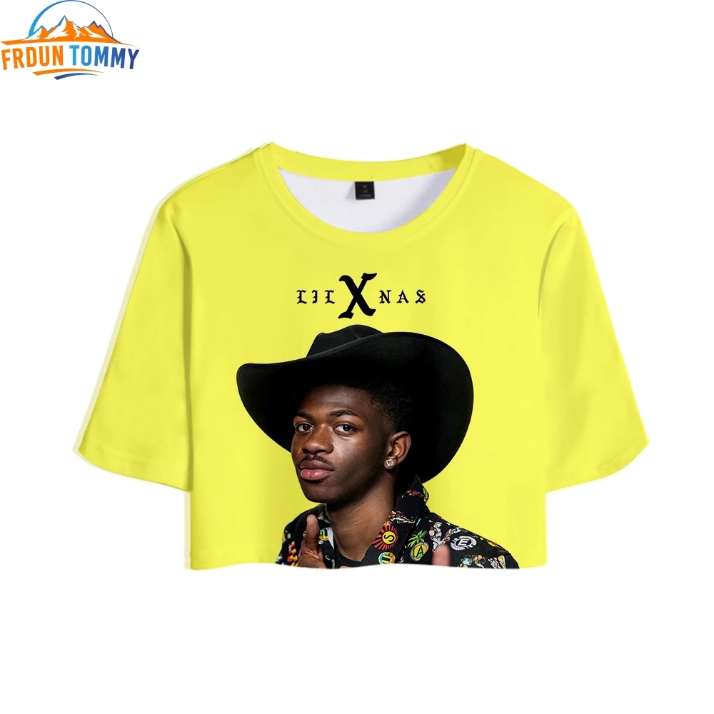 Футболка женская короткая с принтом модный креативный топ в стиле хип поп Lil Nas
