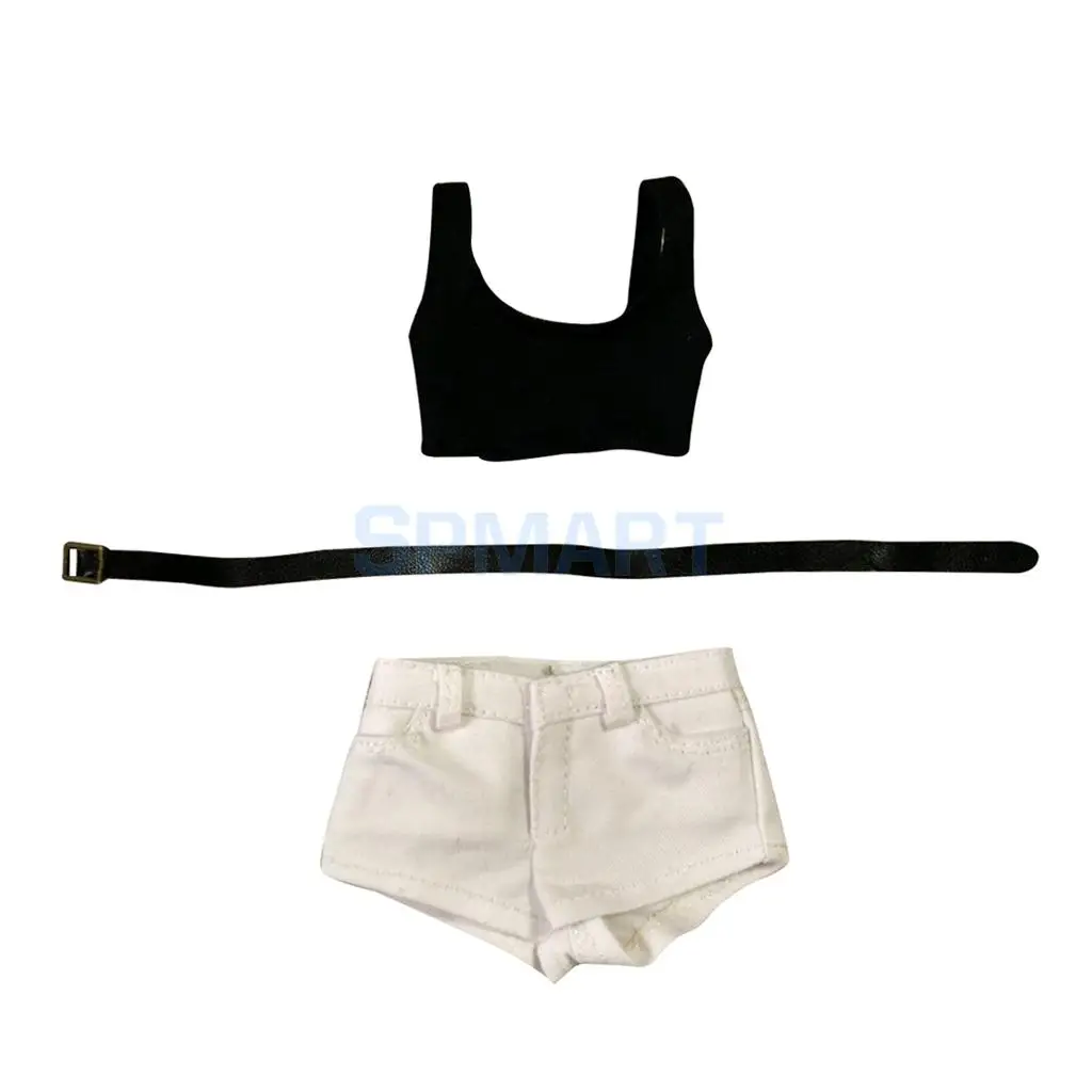 Черная джинсовая майка с низким вырезом модель 1/6 года Женская экшн-фигурка