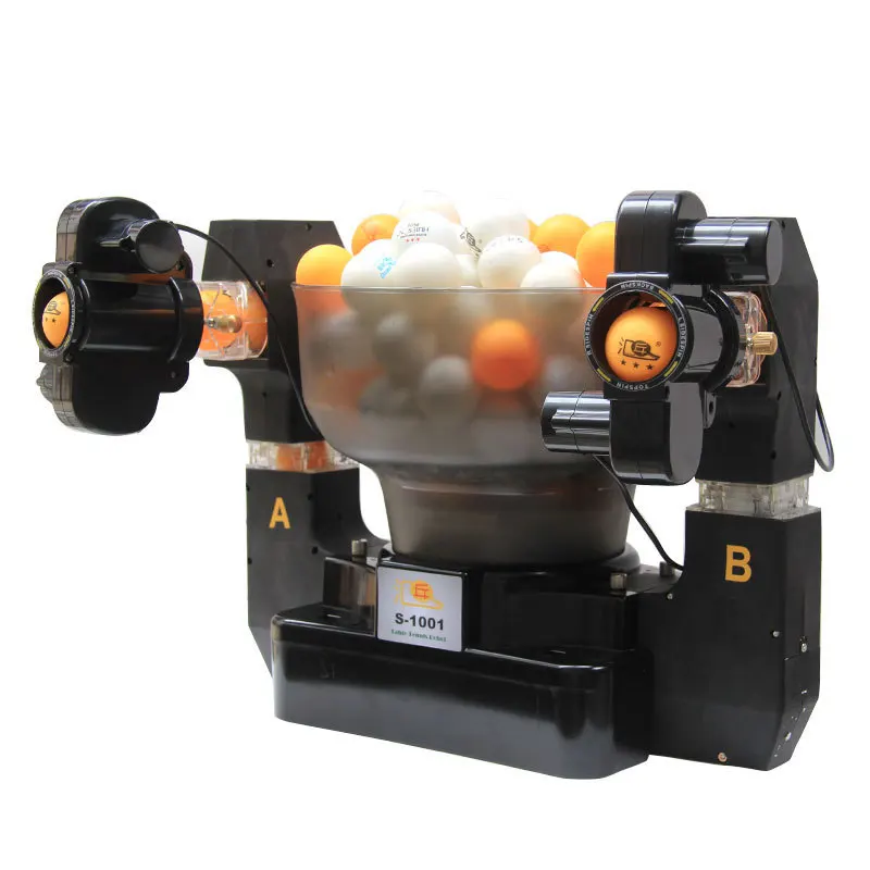 Теннисный робот с двойной головкой автоматическая съемка Настольный теннис