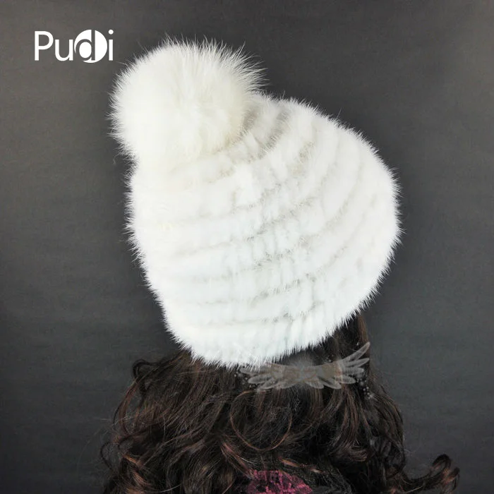 

HM034 free shipping fashion women's winter hats knitted real mink fur many colors warm cap hot style white wholesales
