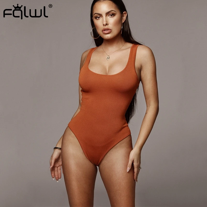FQLWL трикотажное облегающее сексуальное боди женские топы с открытой спиной