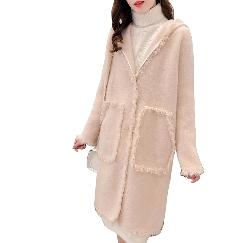 Женская Длинная вязаная куртка из искусственного меха норки повседневный