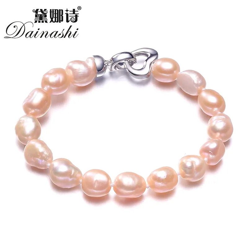 Dainashi скидка 90% белый розовый фиолетовый серый культивированный пресноводный жемчуг ювелирные изделия барокко браслет с 925 пробы серебряной застежкой
