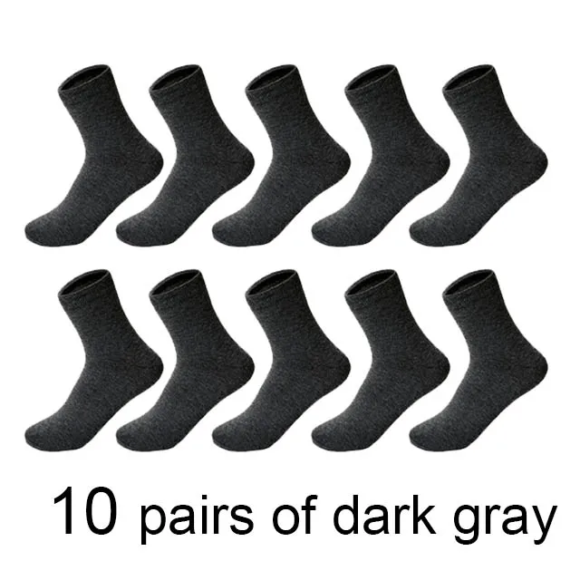 10pairs of dark gray 10 пар/лот, высококачественные мужские хлопковые носки, черные деловые мужские носки, новые дышащие осенне-зимние однотонные мужские носки - Цвет: 10pairs of dark gray