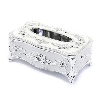 Silver-White Европейская коробка для салфеток, коробка для хранения бумажных полотенец, контейнер для салфеток, Настольный органайзер для дома, автомобиля, роскошные аксессуары KTV - Цвет: Silver-White