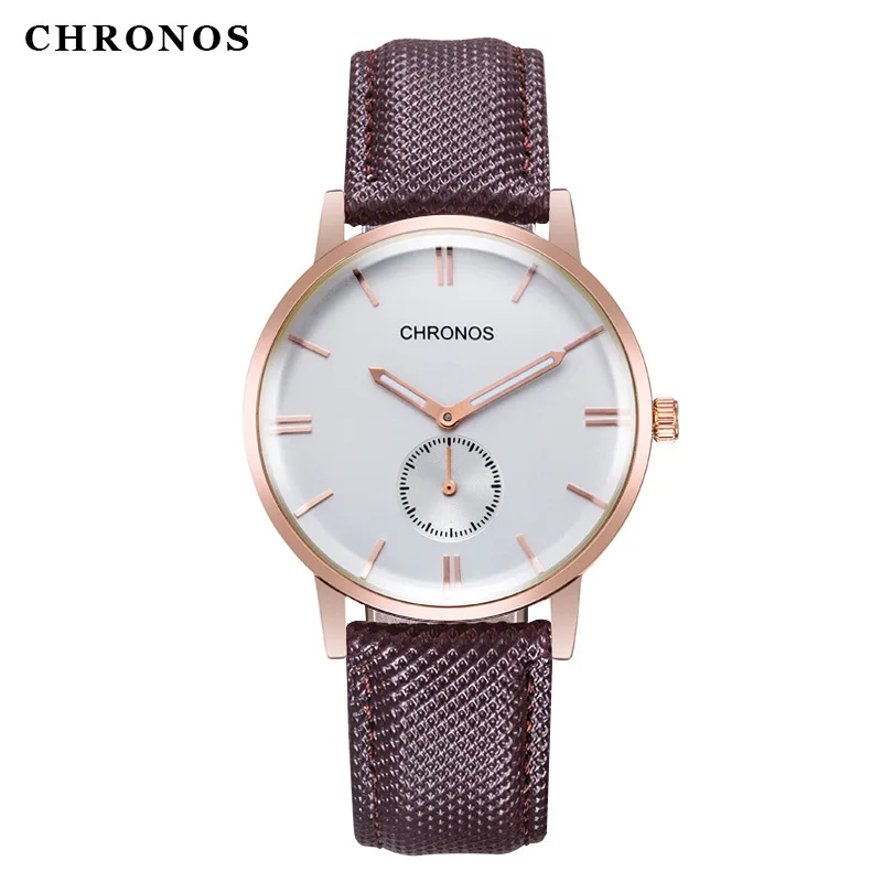 Mezczyzni ogladac новый бренд CHRONOS Роскошные 7 мм ультра-тонкие бизнес часы мужские