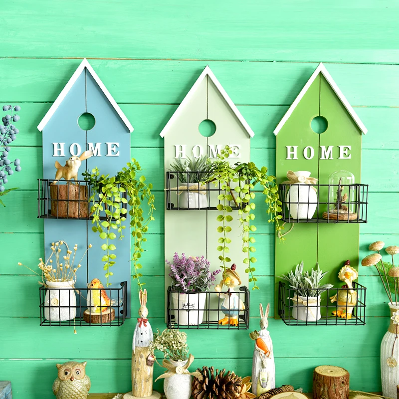 

American Postral Style Home Letter 2 Box Wooden Wall Rack Flower Vase Storage Shelf Wall Decorative Hanger & Home Decor