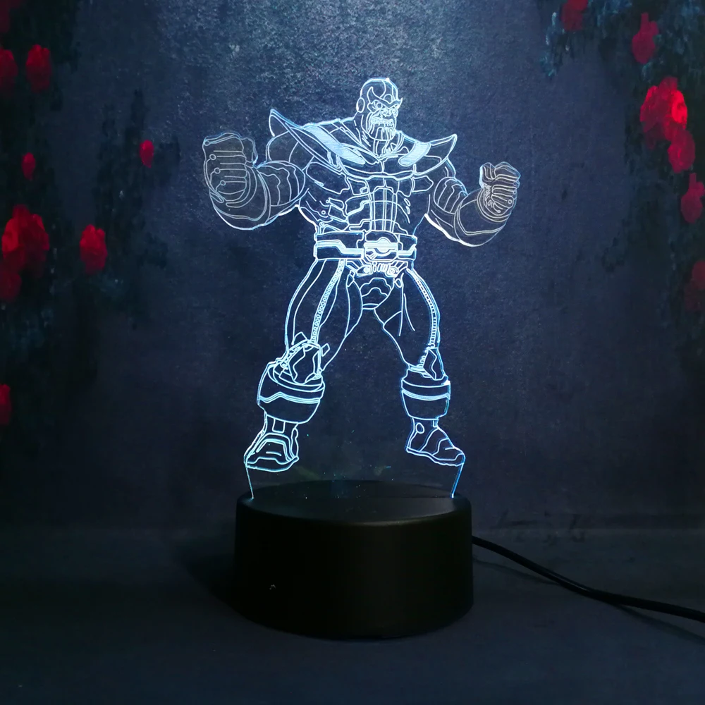 3D Marvel Movie Super Hero Thanos Ночной светильник 7 цветов игрушка для смены мечты мальчика