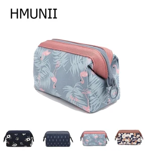 Модная косметичка HMUNII для путешествий 2018 с фламинго, косметичка для косметики, элегантные сумки на молнии для мойки барабана, сумка для хранения косметики