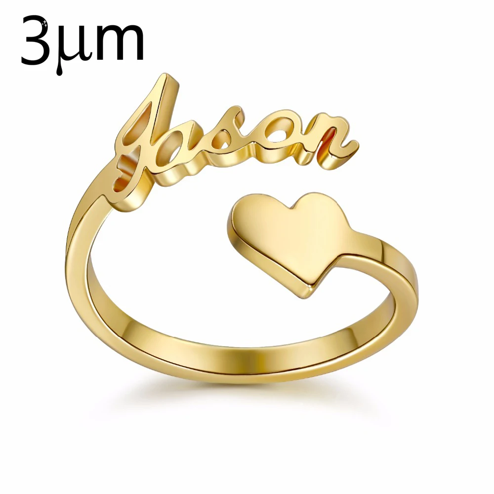 

3UM 2019 new ring adjustable Personalized ring Stinless Steel ring With Heart Custom Gold