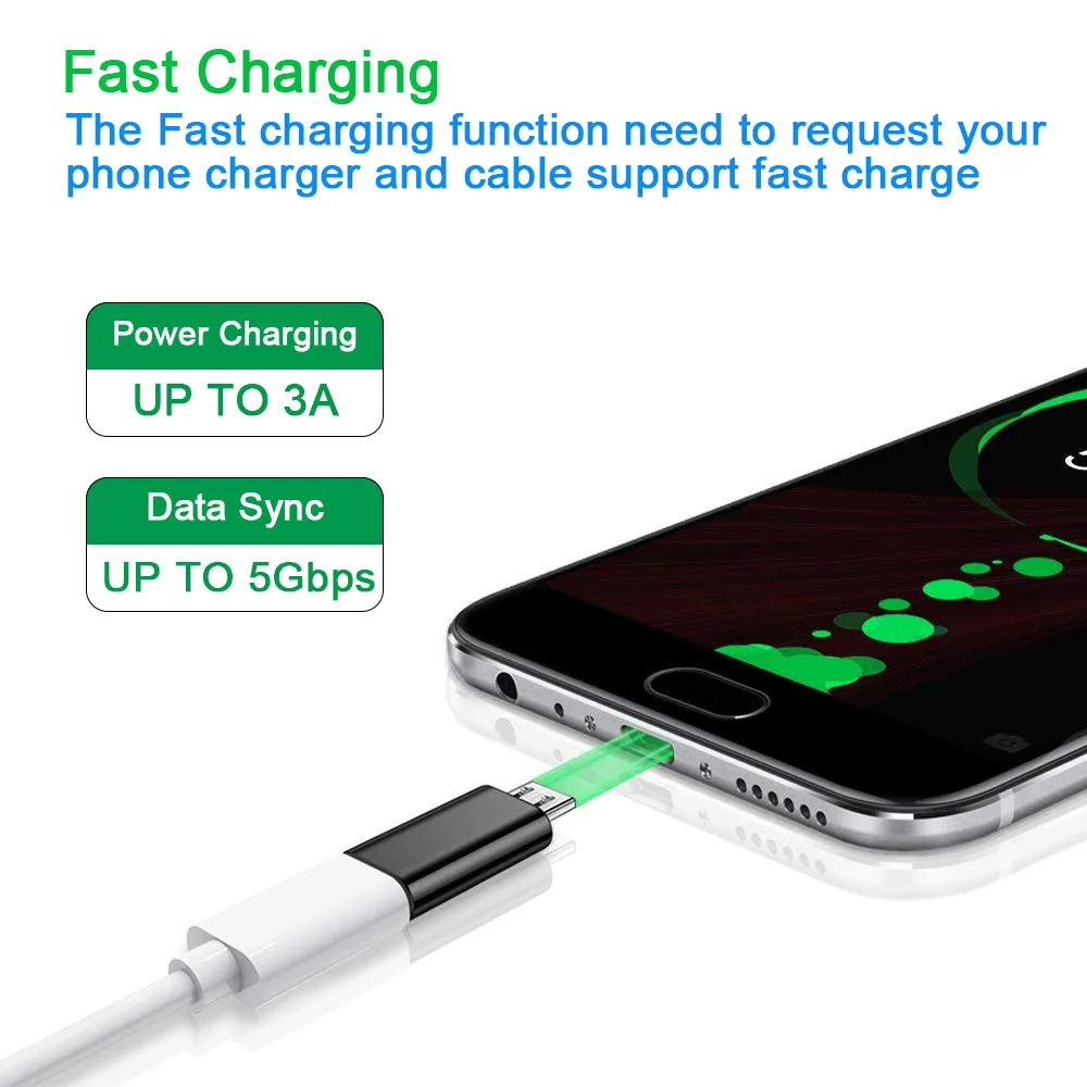Ascromy USB C Женский к Micro Мужской синхронизации зарядный кабель адаптер для Samsung Galaxy S7